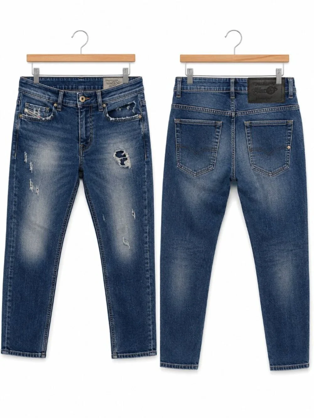 Diesel Industry Denim Division Distressed Slim Jeans Mens 28 Blue Medium Wash